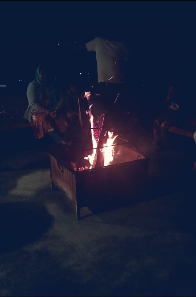 bonfire at Hills and hues resort, thekkady